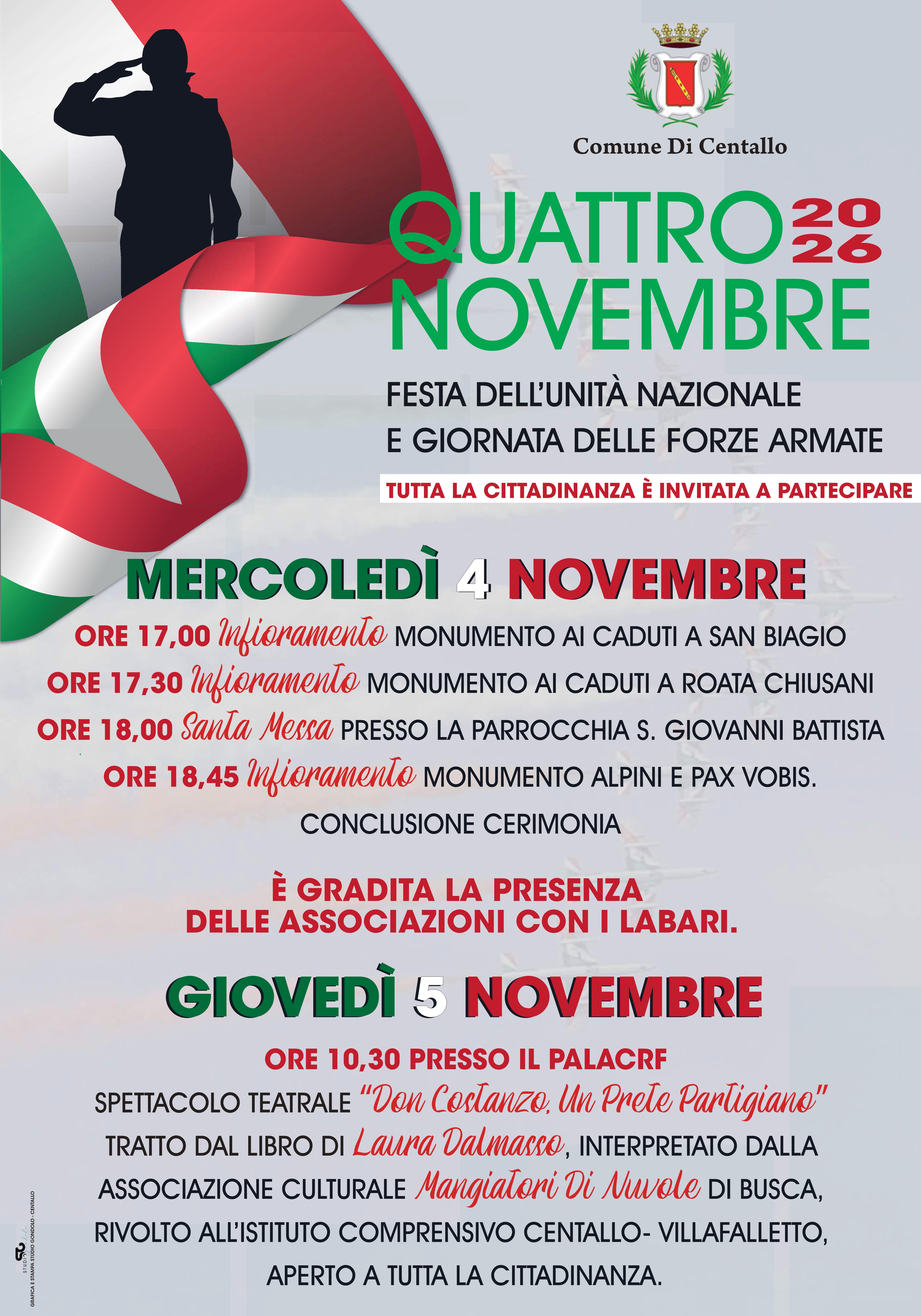 Cerimonia 4 novembre 2026